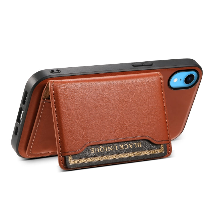 For iPhone XR Denior Cowhide Texture Leather MagSafe Detachable Wallet Phone Case(Brown) - HoMEdemic™ 