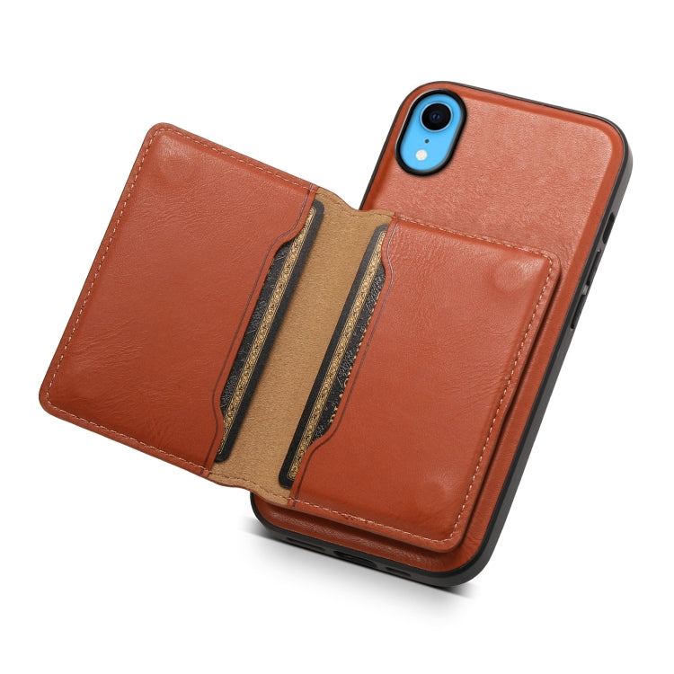 For iPhone XR Denior Cowhide Texture Leather MagSafe Detachable Wallet Phone Case(Brown) - HoMEdemic™ 