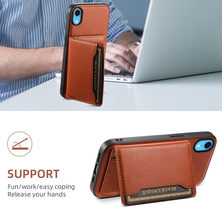 For iPhone XR Denior Cowhide Texture Leather MagSafe Detachable Wallet Phone Case(Brown) - HoMEdemic™ 