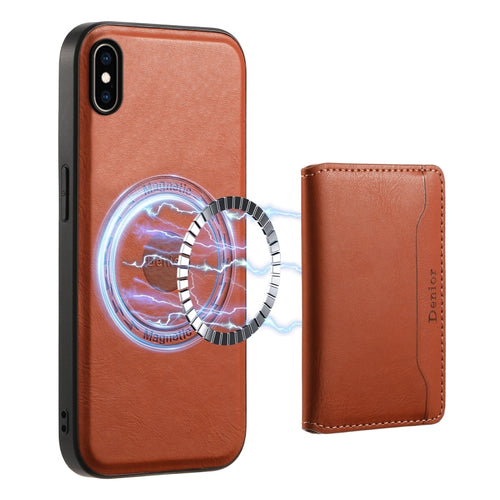 For iPhone XS Max Denior Cowhide Texture Leather MagSafe Detachable Wallet Phone Case(Brown) - HoMEdemic™ 