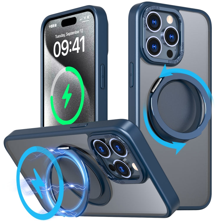 For iPhone 15 Pro 360-degree Rotating MagSafe Magnetic Holder Phone Case(Navy Blue) - HoMEdemic™ 