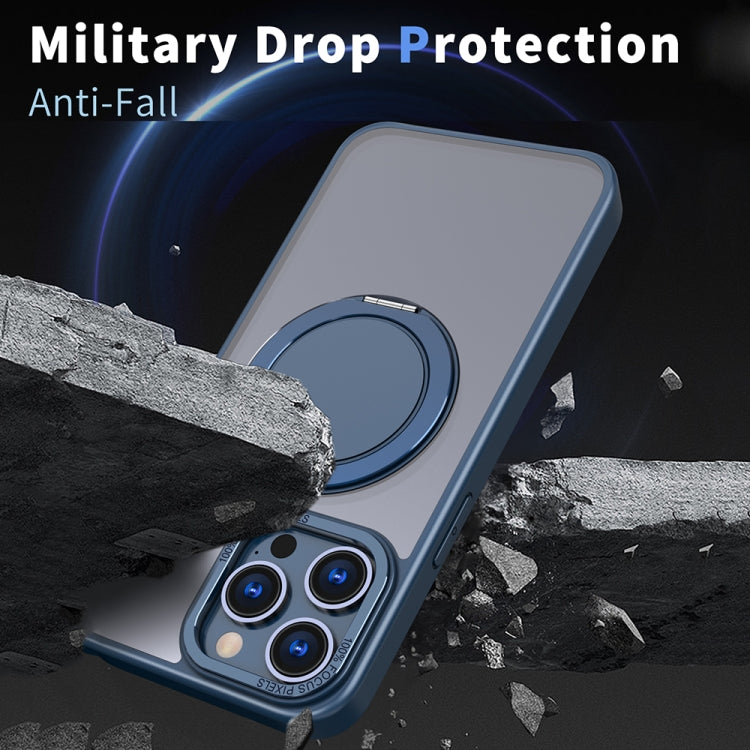 For iPhone 15 Pro 360-degree Rotating MagSafe Magnetic Holder Phone Case(Navy Blue) - HoMEdemic™ 
