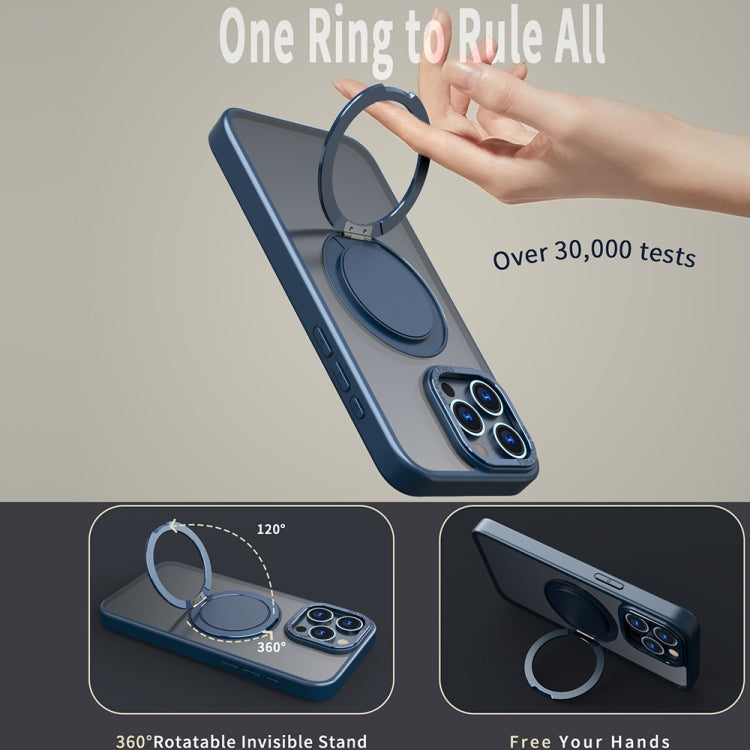For iPhone 15 Pro 360-degree Rotating MagSafe Magnetic Holder Phone Case(Navy Blue) - HoMEdemic™ 