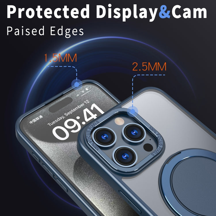 For iPhone 15 Pro 360-degree Rotating MagSafe Magnetic Holder Phone Case(Navy Blue) - HoMEdemic™ 