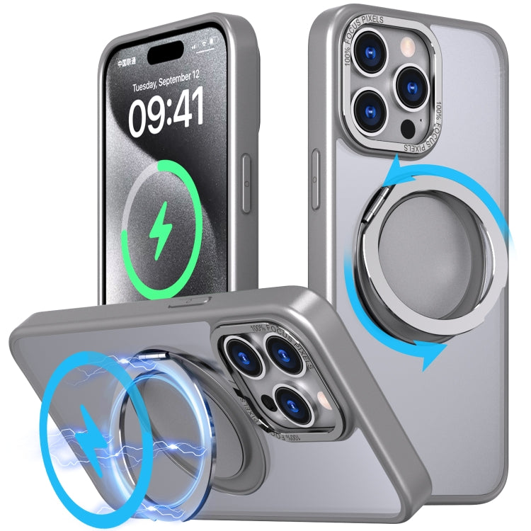 For iPhone 15 Pro 360-degree Rotating MagSafe Magnetic Holder Phone Case(Titanium Grey) - HoMEdemic™ 
