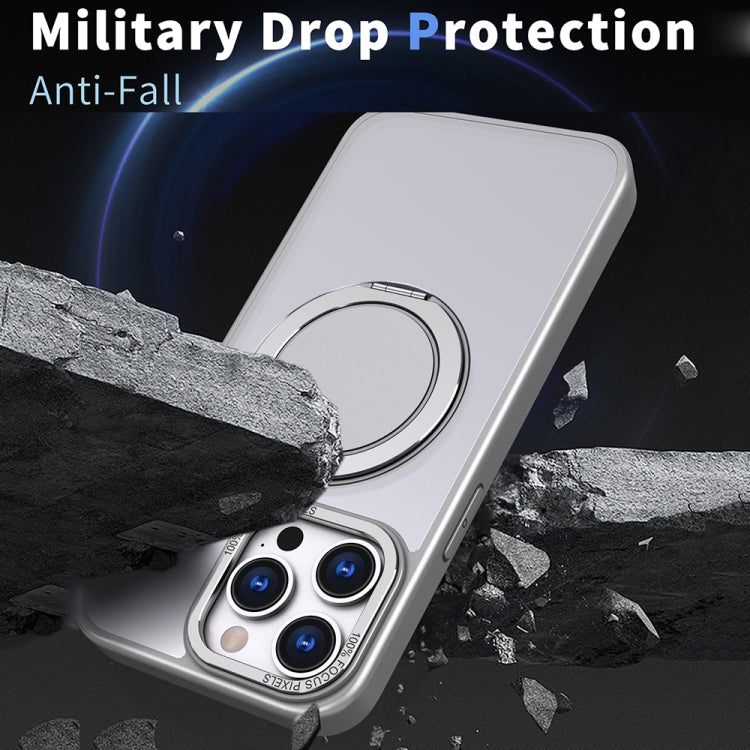 For iPhone 15 Pro 360-degree Rotating MagSafe Magnetic Holder Phone Case(Titanium Grey) - HoMEdemic™ 