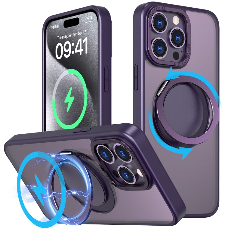 For iPhone 15 Pro Max 360-degree Rotating MagSafe Magnetic Holder Phone Case(Purple) - HoMEdemic™ 