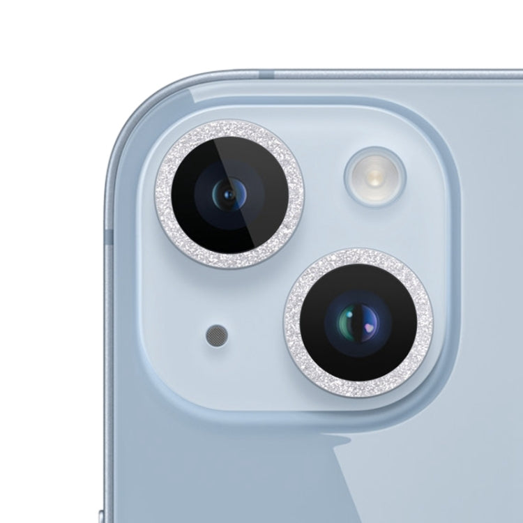 For iPhone 15 / 15 Plus Glitter Ring Tempered Glass Camera Lens Film(Silver) - HoMEdemic™ 