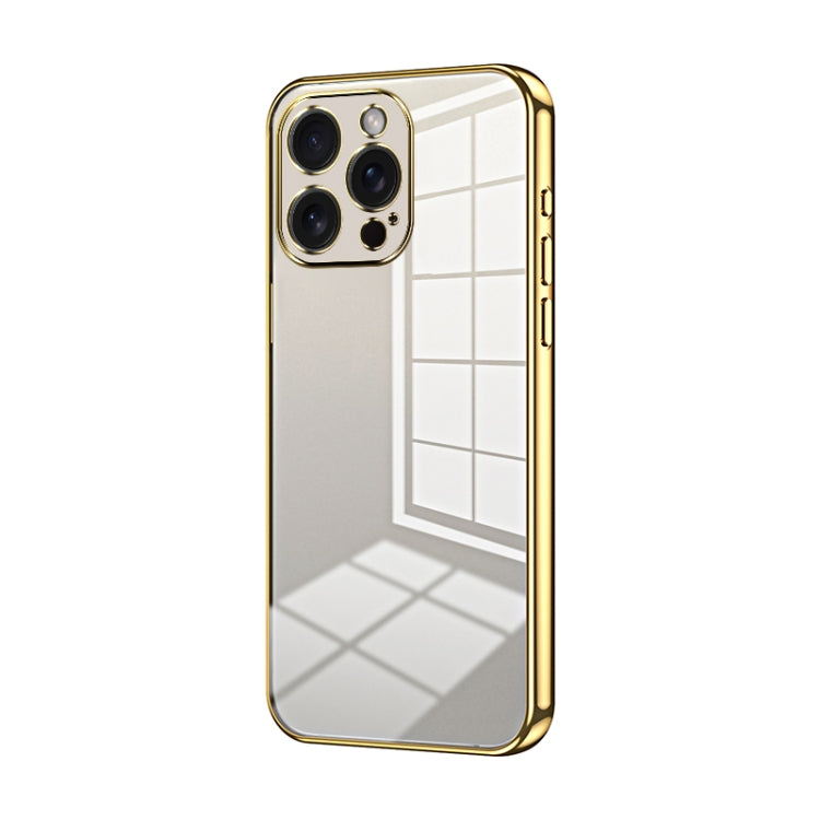 For iPhone 15 Pro Max Transparent Plating Fine Hole Phone Case(Gold) - HoMEdemic™ 
