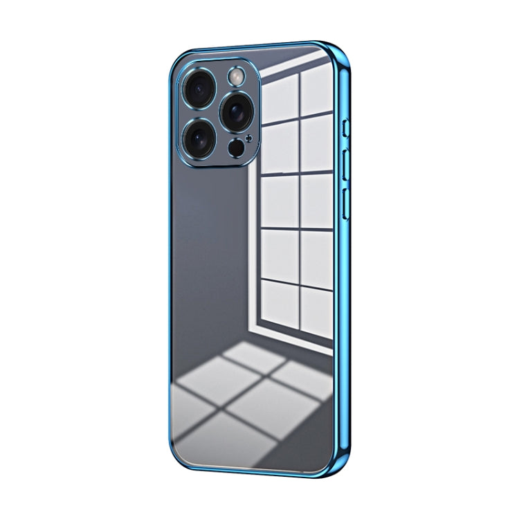For iPhone 15 Pro Max Transparent Plating Fine Hole Phone Case(Blue) - HoMEdemic™ 