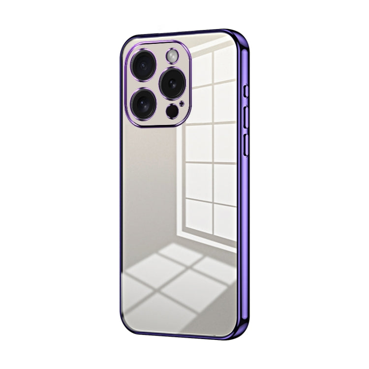 For iPhone 15 Pro Transparent Plating Fine Hole Phone Case(Purple) - HoMEdemic™ 
