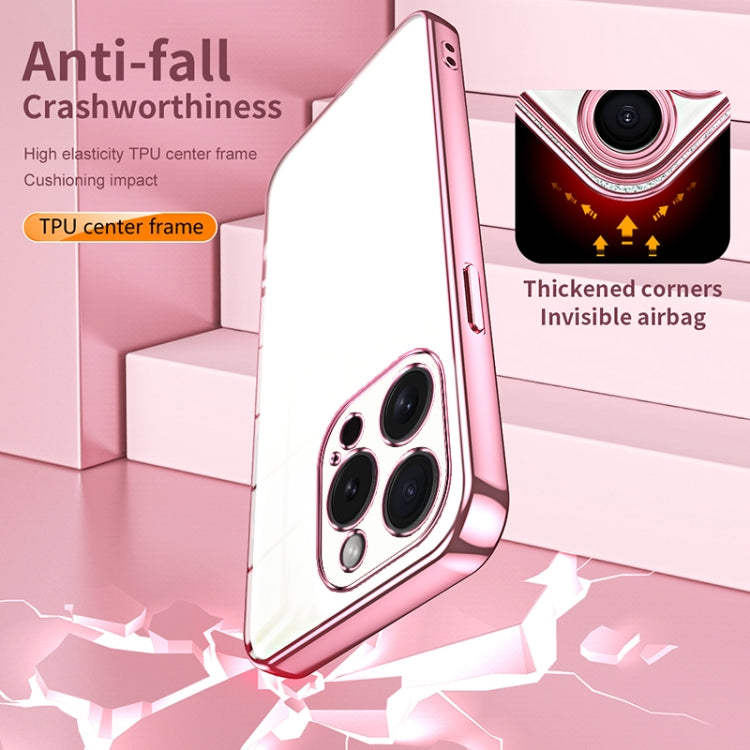 For iPhone 15 Pro Transparent Plating Fine Hole Phone Case(Purple) - HoMEdemic™ 