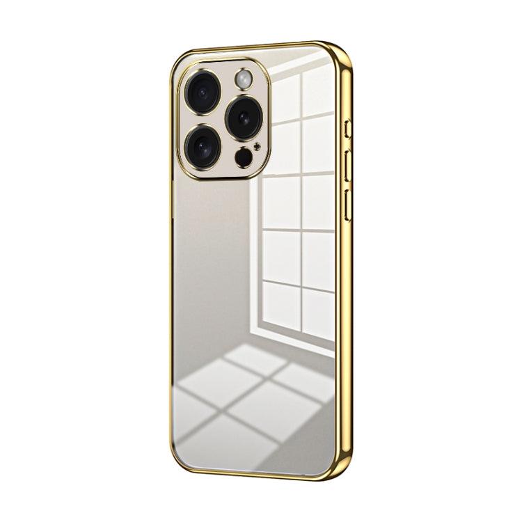 For iPhone 15 Pro Transparent Plating Fine Hole Phone Case(Gold) - HoMEdemic™ 