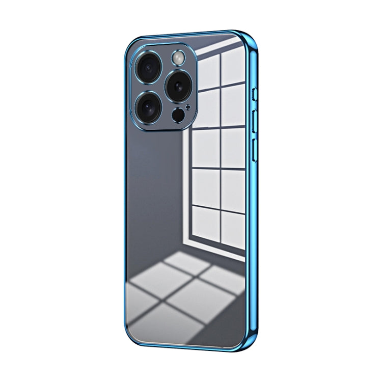 For iPhone 15 Pro Transparent Plating Fine Hole Phone Case(Blue) - HoMEdemic™ 