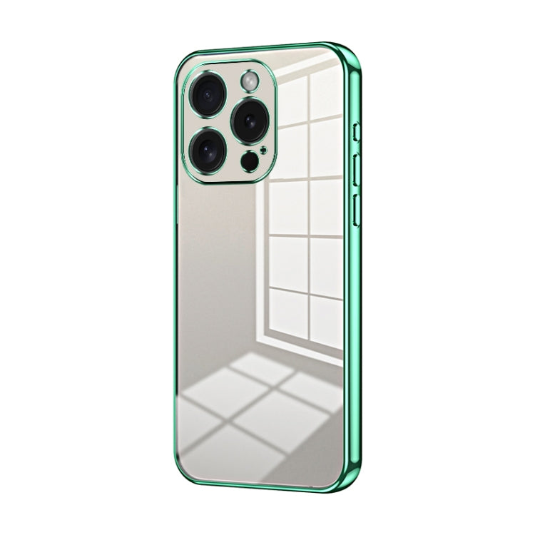 For iPhone 15 Pro Transparent Plating Fine Hole Phone Case(Green) - HoMEdemic™ 