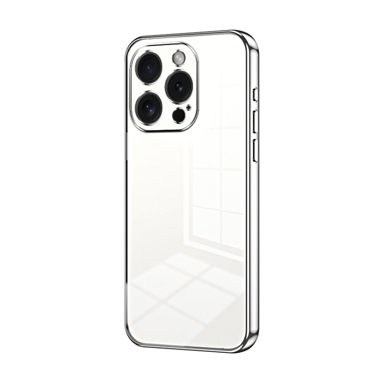 For iPhone 15 Pro Transparent Plating Fine Hole Phone Case(Silver) - HoMEdemic™ 
