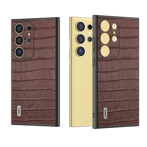 For Samsung Galaxy S24 Ultra 5G ABEEL Crocodile Texture Genuine Leather Phone Case(Brown) - HoMEdemic™ 