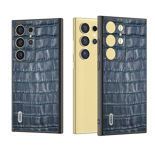 For Samsung Galaxy S24 Ultra 5G ABEEL Crocodile Texture Genuine Leather Phone Case(Blue) - HoMEdemic™ 