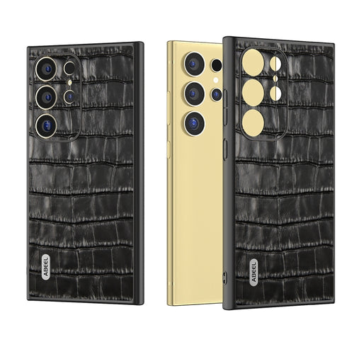 For Samsung Galaxy S24 Ultra 5G ABEEL Crocodile Texture Genuine Leather Phone Case(Black) - HoMEdemic™ 