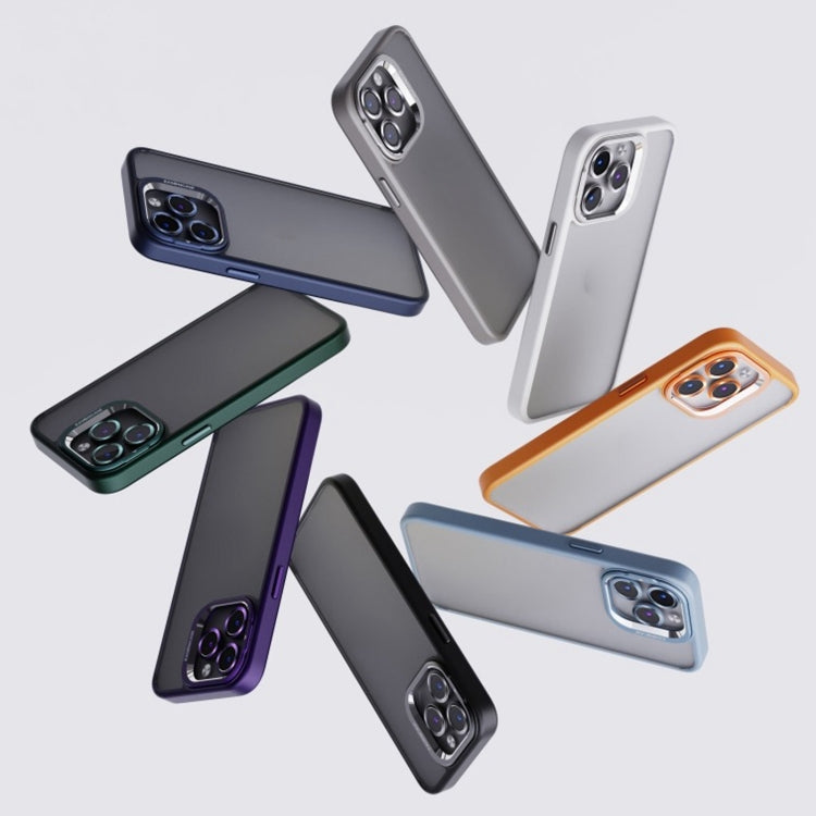 For iPhone 15 Pro Max Invisible Lens Holder PC + TPU Frosted Phone Case(Dark Blue) - HoMEdemic™ 