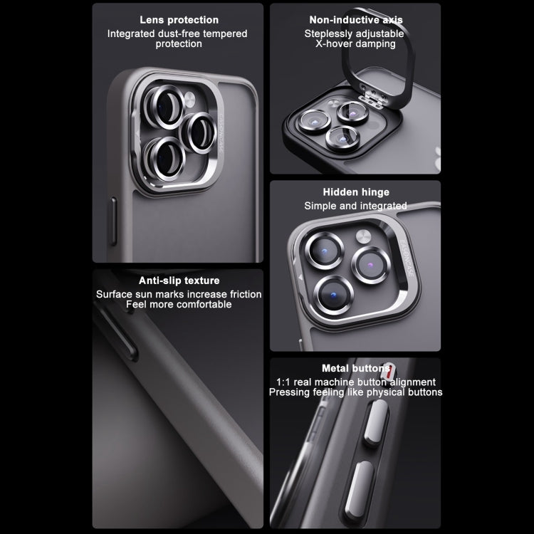 For iPhone 15 Pro Max Invisible Lens Holder PC + TPU Frosted Phone Case(Black) - HoMEdemic™ 