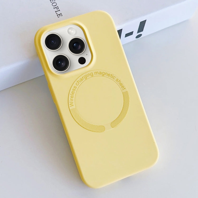 For iPhone 15 Pro MagSafe Magnetic Liquid Silicone Phone Case(Yellow) - HoMEdemic™ 