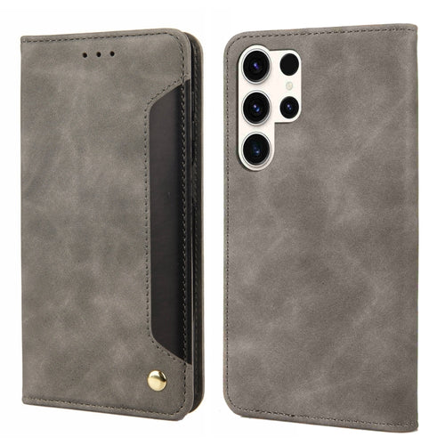 For Samsung Galaxy S24 Ultra 5G Skin Feel Splicing Leather Phone Case(Grey) - HoMEdemic™ 