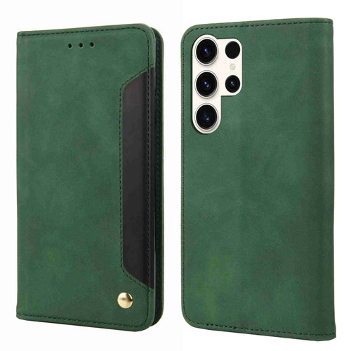 For Samsung Galaxy S24 Ultra 5G Skin Feel Splicing Leather Phone Case(Green) - HoMEdemic™ 