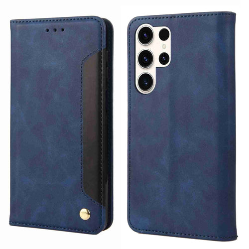 For Samsung Galaxy S24 Ultra 5G Skin Feel Splicing Leather Phone Case(Blue) - HoMEdemic™ 