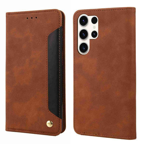 For Samsung Galaxy S24 Ultra 5G Skin Feel Splicing Leather Phone Case(Brown) - HoMEdemic™ 