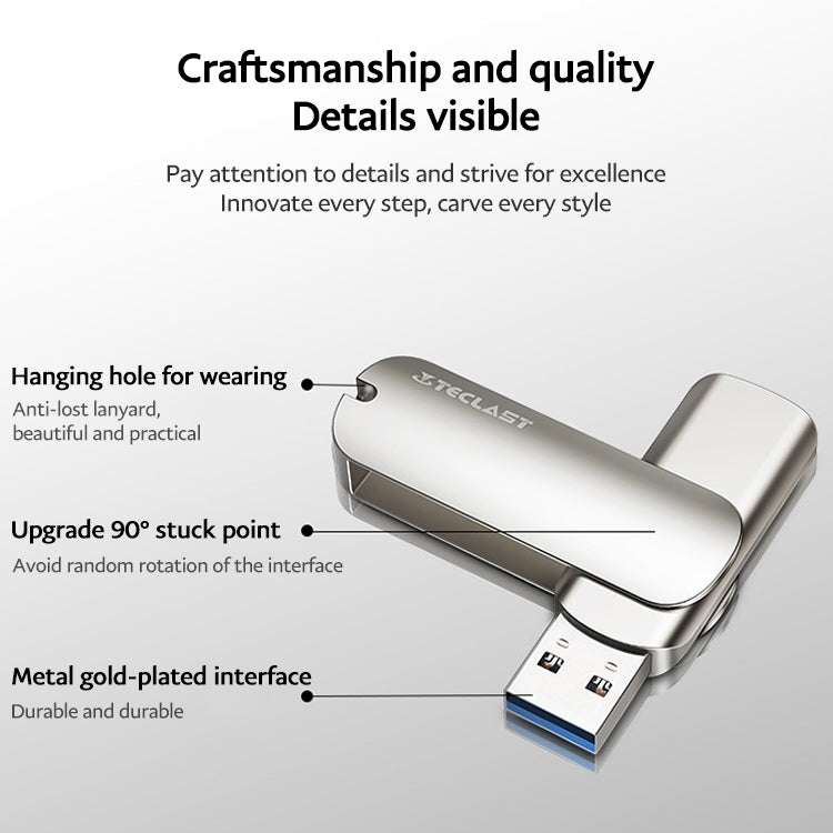 Teclast Leishen Plus Series USB3.0 Twister Flash Drive, Memory:128GB(Silver) - HoMEdemic™ 