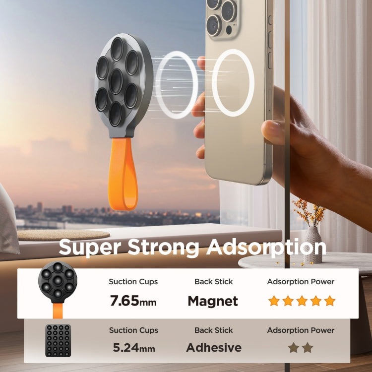 JOYROOM JR-ZS393 Suction Cup Magnetic Phone Holder(Black Orange) - HoMEdemic™ 