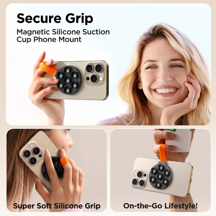 JOYROOM JR-ZS393 Suction Cup Magnetic Phone Holder(Black Orange) - HoMEdemic™ 