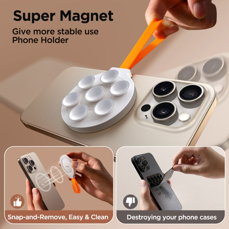 JOYROOM JR-ZS393 Suction Cup Magnetic Phone Holder(White Orange) - HoMEdemic™ 