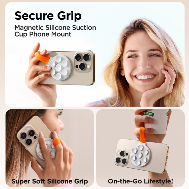 JOYROOM JR-ZS393 Suction Cup Magnetic Phone Holder(White Orange) - HoMEdemic™ 
