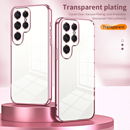 For Samsung Galaxy S24 Ultra 5G Transparent Plating Fine Hole Phone Case(Pink) - HoMEdemic™ 