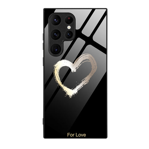 For Samsung Galaxy S24 Ultra 5G Colorful Painted Glass Phone Case(Black Love) - HoMEdemic™ 