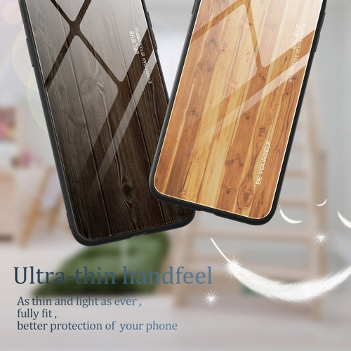 For Samsung Galaxy S24 Ultra 5G Wood Grain Glass Phone Case(Coffee) - HoMEdemic™ 