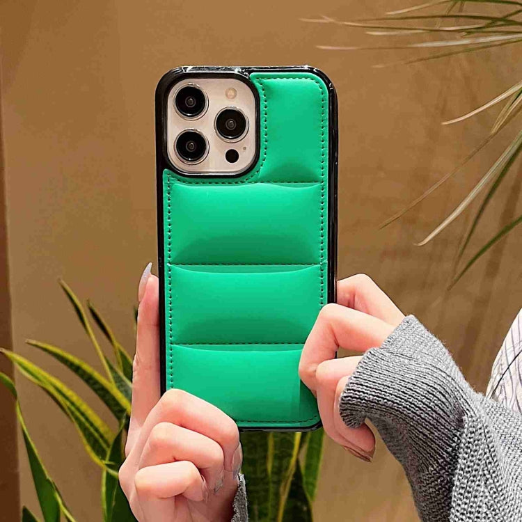 For iPhone 15 Pro Big Hole Eiderdown Airbag Phone Case(Green) - HoMEdemic™ 