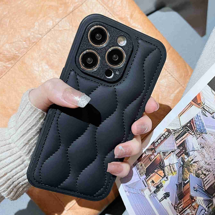 For iPhone 15 Pro Fine Hole 8-shaped Texture Eiderdown Airbag Phone Case(Black) - HoMEdemic™ 