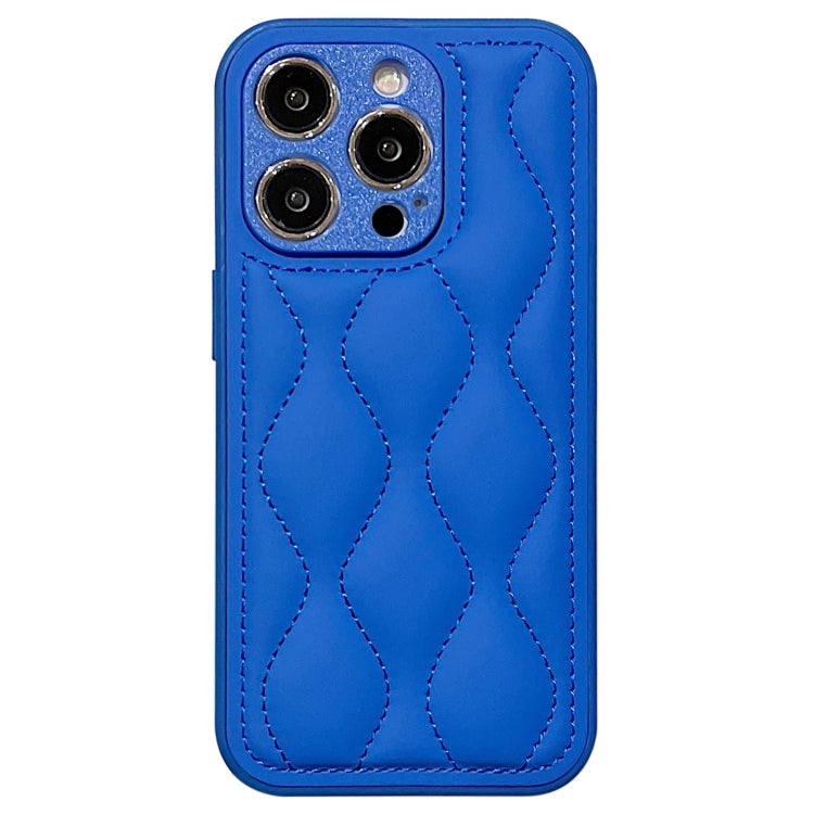 For iPhone 15 Pro Fine Hole 8-shaped Texture Eiderdown Airbag Phone Case(Blue) - HoMEdemic™ 