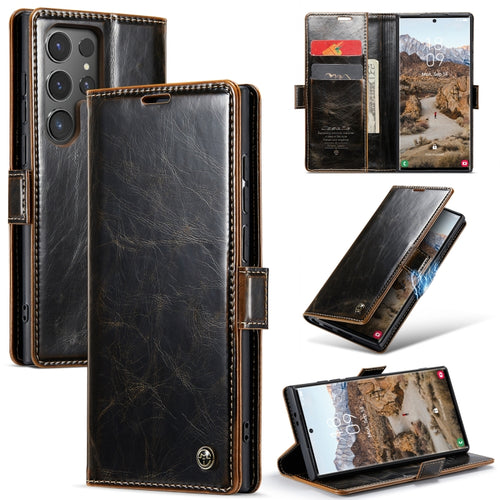 For Samsung Galaxy S24 Ultra 5G CaseMe 003 Crazy Horse Texture Flip Leather Phone Case(Coffee) - HoMEdemic™ 