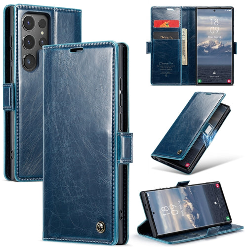 For Samsung Galaxy S24 Ultra 5G CaseMe 003 Crazy Horse Texture Flip Leather Phone Case(Blue Green) - HoMEdemic™ 