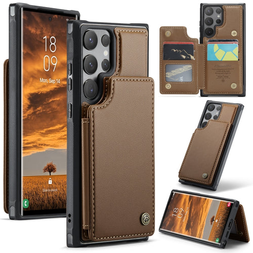 For Samsung Galaxy S24 Ultra 5G CaseMe C22 PC+TPU Business Style RFID Anti-theft Leather Phone Case(Brown) - HoMEdemic™ 