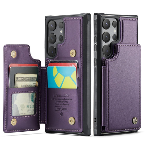 For Samsung Galaxy S24 Ultra 5G CaseMe C22 PC+TPU Business Style RFID Anti-theft Leather Phone Case(Purple) - HoMEdemic™ 