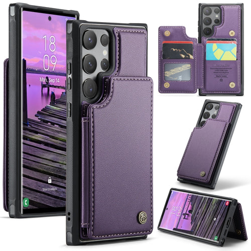 For Samsung Galaxy S24 Ultra 5G CaseMe C22 PC+TPU Business Style RFID Anti-theft Leather Phone Case(Purple) - HoMEdemic™ 