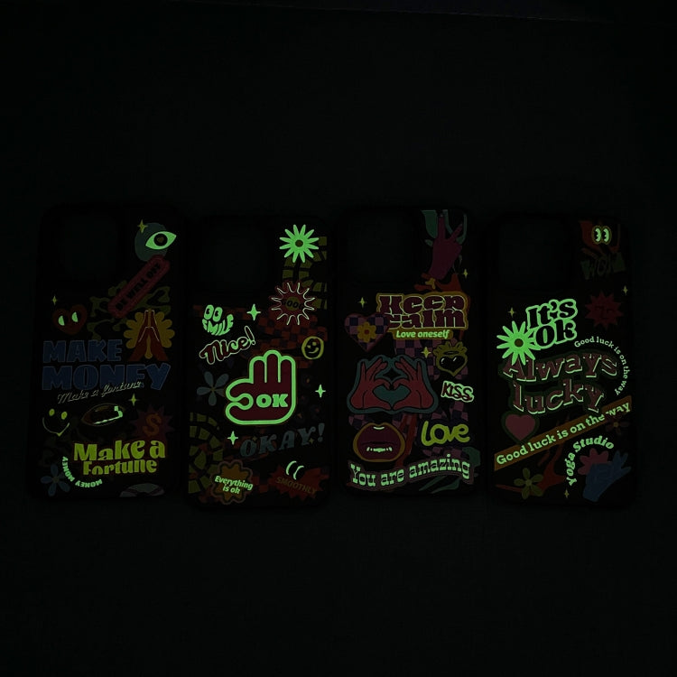 For iPhone 15 Pro Trendy Graffiti Noctilucent Phone Cases(Heart) - HoMEdemic™ 