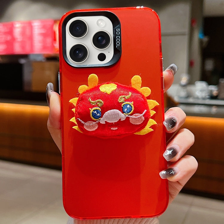 For iPhone 15 Pro Max New Year Lion Dance Plush Doll Phone Case(Dragon) - HoMEdemic™ 