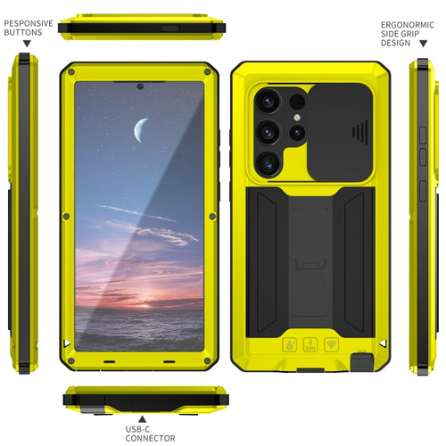 For Samsung Galaxy S24 Ultra 5G R-JUST Sliding Camera Life Waterproof Holder Phone Case(Yellow) - HoMEdemic™ 