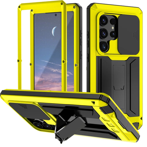 For Samsung Galaxy S24 Ultra 5G R-JUST Sliding Camera Life Waterproof Holder Phone Case(Yellow) - HoMEdemic™ 